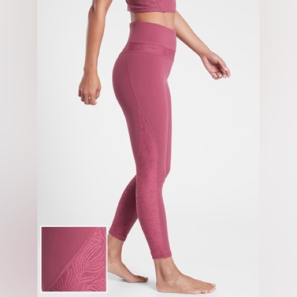 Athleta Luxe Mesh Lace 7/8 Tight Leggings Victorian Berry Pink Size XS - Picture 1 of 11